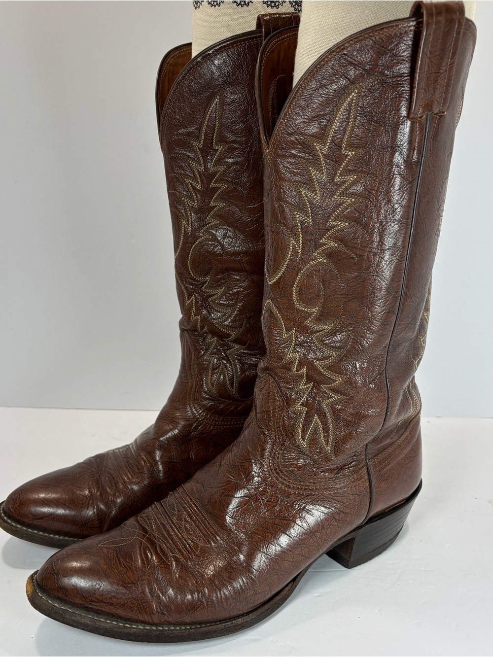Nocona Texas Brown Lizard Cowboy Western Boots 8.5 Vintage 70s 80s Soft Tall